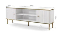 Luxurious Maison White and Gold TV Unit with Two Doors and Open Shelf - UK Luxury Furniture