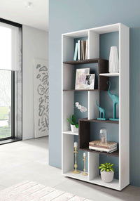 Malibu White and Dark Brown Modern Versatile Bookcase for Contemporary Homes - UK Luxury Furniture