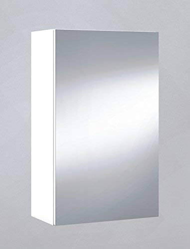 Mancini White Mirrored Wall Mounted Bathroom Cabinet with Single Door - UK Luxury Furniture