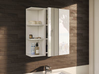 Mancini White Mirrored Wall Mounted Bathroom Cabinet with Single Door - UK Luxury Furniture