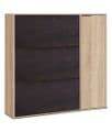 Marcos Oak Effect and Oxido Dark Brown Shoe Cabinet with 4 Doors - UK Luxury Furniture