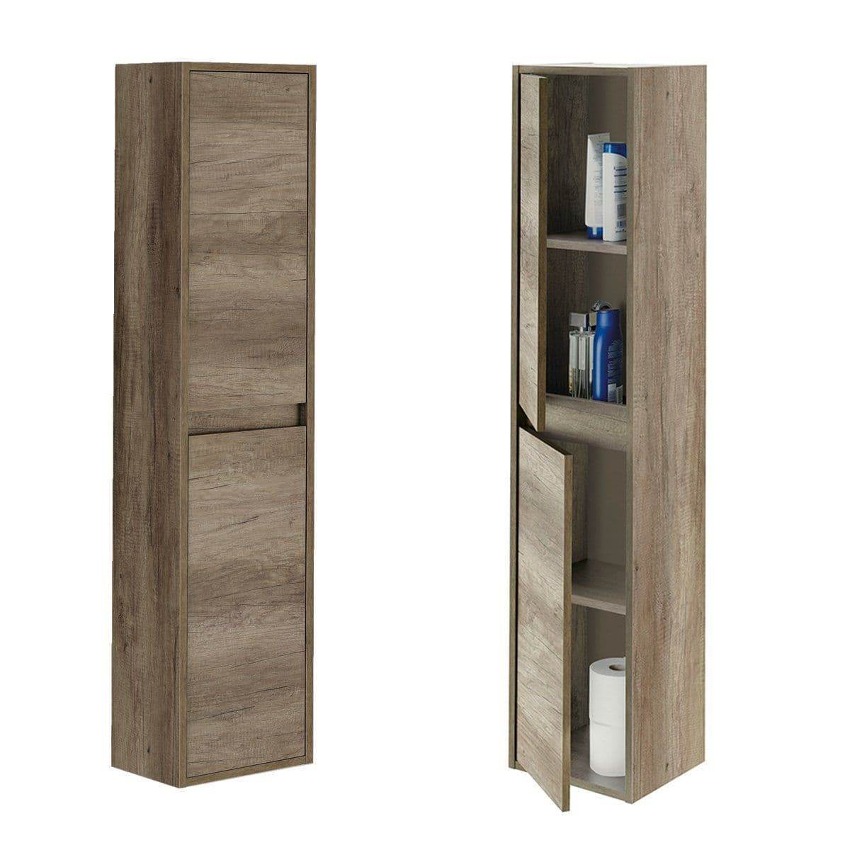 Elegant Nordic Oak Effect Wall Mounted Bathroom Storage Cupboard with Two Doors - UK Luxury Furniture