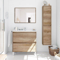 Elegant Nordic Oak Effect Wall Mounted Bathroom Storage Cupboard with Two Doors - UK Luxury Furniture