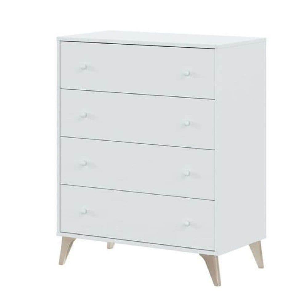 Martinelli Arctic White Four-Drawer Chest: Modern Bedroom Storage Solution - UK Luxury Furniture