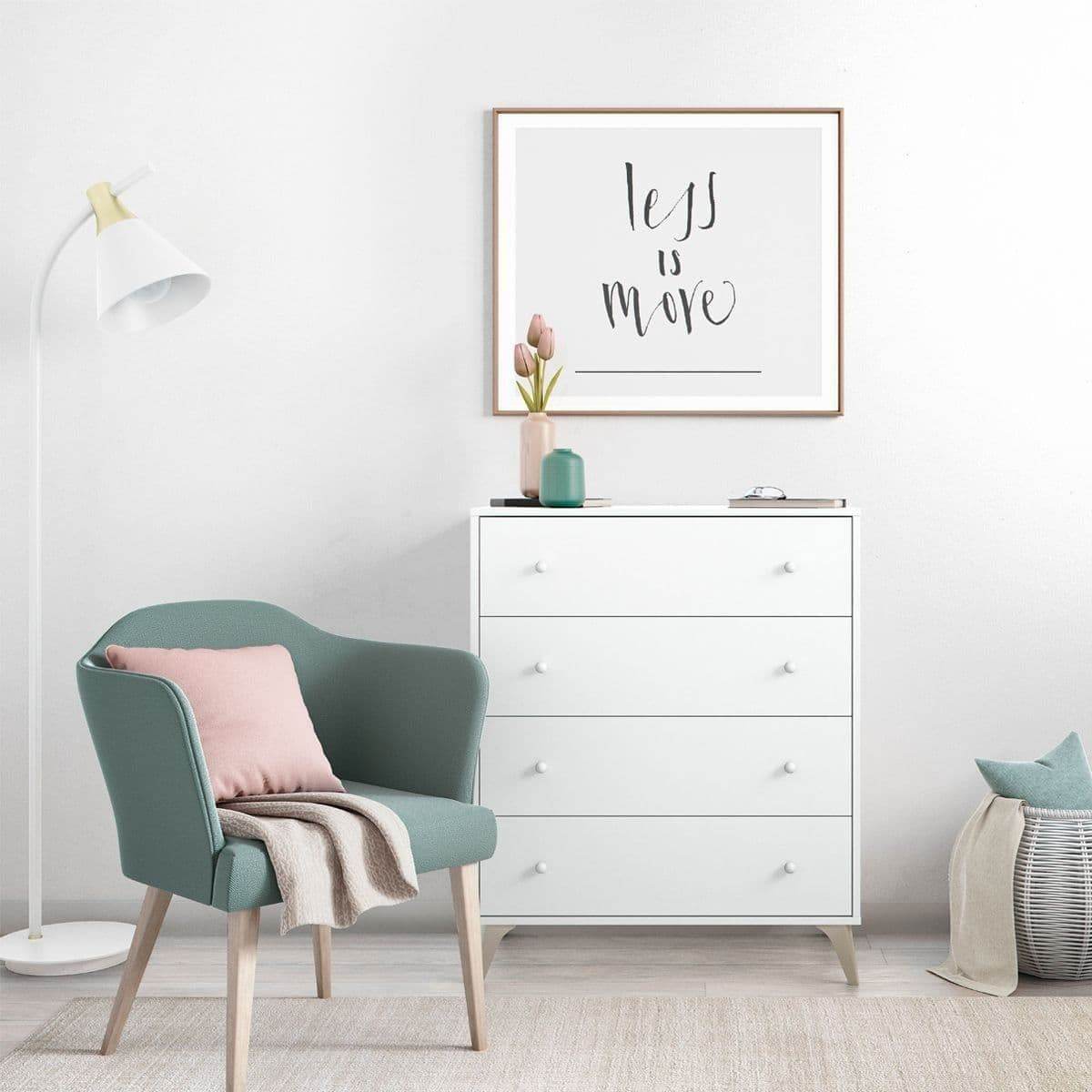 Martinelli Arctic White Four-Drawer Chest: Modern Bedroom Storage Solution - UK Luxury Furniture