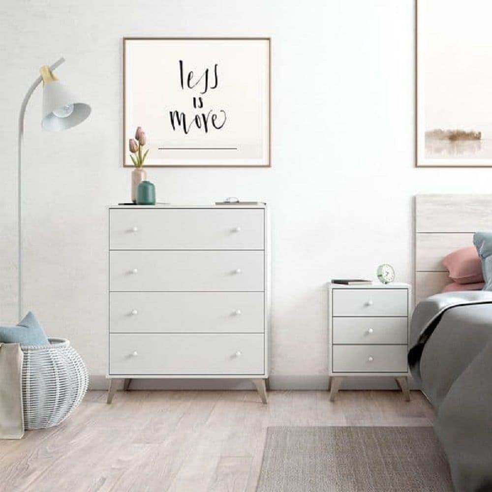 Martinelli Arctic White Four-Drawer Chest: Modern Bedroom Storage Solution - UK Luxury Furniture
