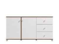 Merlot White Gloss and Warm Oak Effect Sideboard with Soft-Close Doors - UK Luxury Furniture