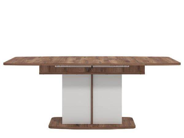 Merlot White Gloss and Warm Oak Extending Dining Table - Modern, Versatile, Durable - UK Luxury Furniture