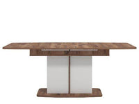 Merlot White Gloss and Warm Oak Extending Dining Table - Modern, Versatile, Durable - UK Luxury Furniture