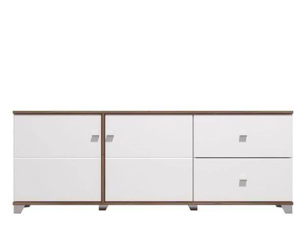 Merlot White Gloss and Warm Oak TV Unit Cabinet - 3443 Elegant Modern Design with Practical Storage - UK Luxury Furniture