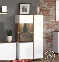 Elegant Merlot White Gloss Oak Effect Low Display Cabinet for Modern Interiors - UK Luxury Furniture