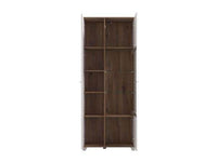 Elegant Merlot White High Gloss and Oak Effect Display Cabinet with Eight Shelves - UK Luxury Furniture