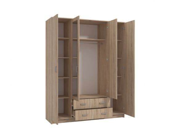 Premium Miami Sonoma Oak Effect 4-Door 2-Drawer Wardrobe by Amos Mann Furniture - UK Luxury Furniture