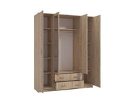 Premium Miami Sonoma Oak Effect 4-Door 2-Drawer Wardrobe by Amos Mann Furniture - UK Luxury Furniture