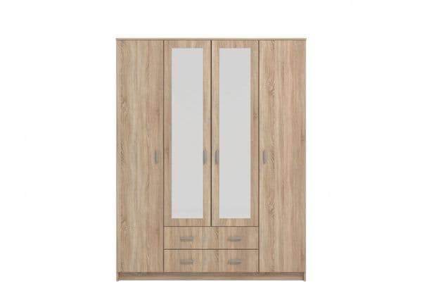 Premium Miami Sonoma Oak Effect 4-Door 2-Drawer Wardrobe by Amos Mann Furniture - UK Luxury Furniture