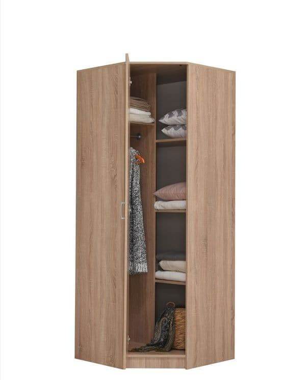Miami Sonoma Oak Effect Corner Wardrobe: Elegant Bedroom Storage Solution - UK Luxury Furniture