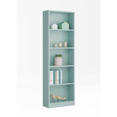 Mila Aqua Green Tall Bookcase: Elegant 5-Shelf Storage for Modern Living Spaces - UK Luxury Furniture