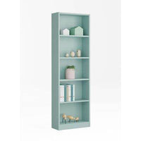 Mila Aqua Green Tall Bookcase: Elegant 5-Shelf Storage for Modern Living Spaces - UK Luxury Furniture