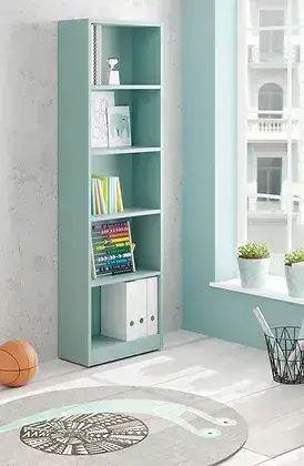 Mila Aqua Green Tall Bookcase: Elegant 5-Shelf Storage for Modern Living Spaces - UK Luxury Furniture