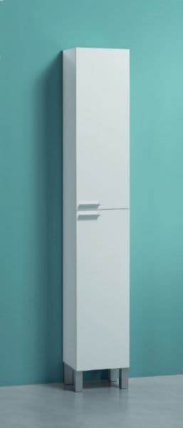 Milano Tall Narrow White Gloss Bathroom Storage Cupboard with Reversible Doors - UK Luxury Furniture