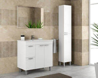 Milano White Gloss Two-Door, Two-Drawer Bathroom Vanity Cabinet with Sink and Mirror - UK Luxury Furniture