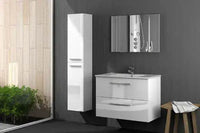 Milano White Gloss Two-Door Wall-Mounted Floating Bathroom Storage Cupboard - UK Luxury Furniture
