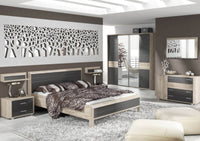 Mocha Dark Brown with Oak Effect Chest of Drawers Dresser - 4 Drawers, 1 Door - UK Luxury Furniture