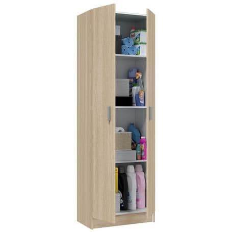 Multi-Purpose Oak Effect Wide Storage Cupboard with Adjustable Shelves - UK Luxury Furniture