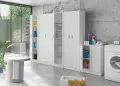 Slimline White Storage Cupboard: Tall, One-Door Unit for Compact Spaces - UK Luxury Furniture