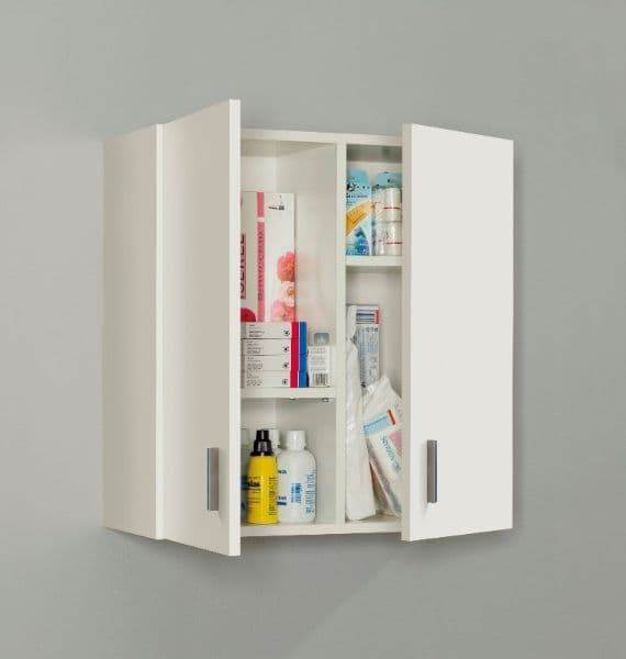 Versatile White Wall-Mounted Storage Cupboard with Double Doors for Organised Homes - UK Luxury Furniture