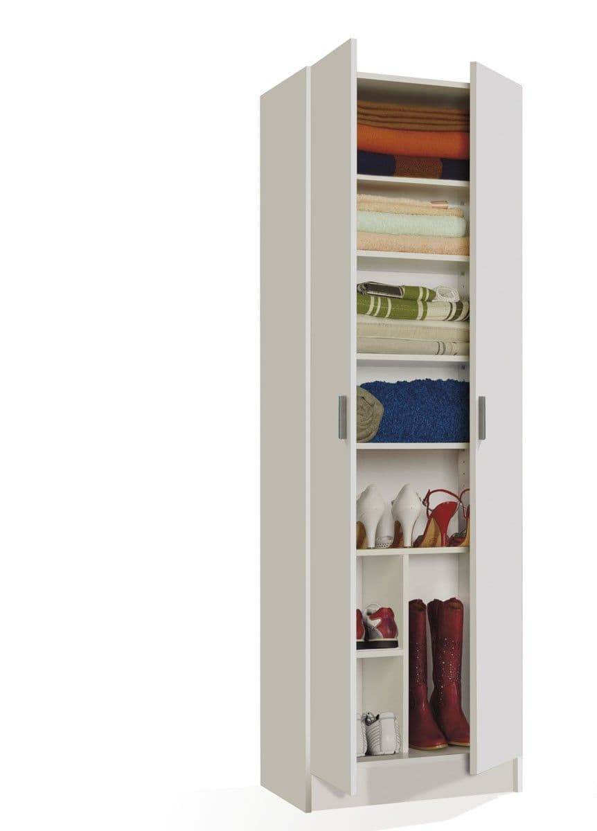 Versatile White Multi-Purpose Storage Cupboard with Eight Internal Compartments - UK Luxury Furniture