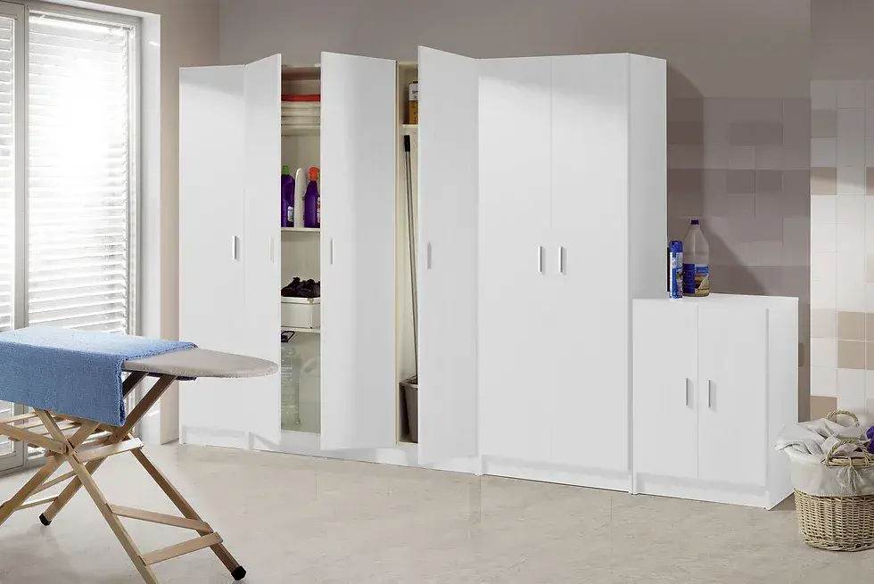 Versatile White Wide 3-Door Storage Cupboard with Adjustable Shelves for Home Organisation - UK Luxury Furniture