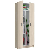 Multi-Tall Oak Effect 2-Door Utility Universal Storage Cupboard - 3292 - UK Luxury Furniture
