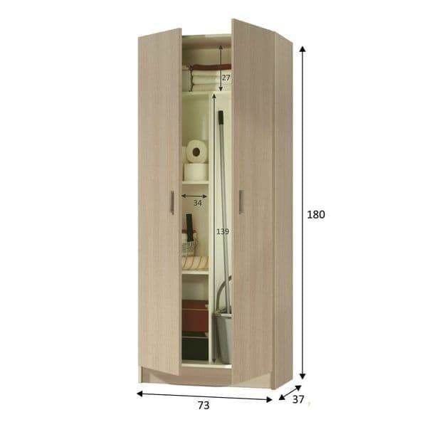 Multi-Tall Oak Effect 2-Door Utility Universal Storage Cupboard - 3292 - UK Luxury Furniture