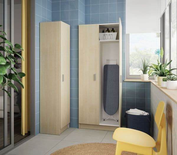 Multi-Tall Oak Effect 2-Door Utility Universal Storage Cupboard - 3292 - UK Luxury Furniture