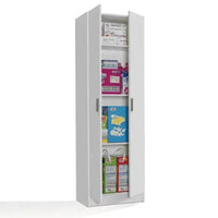 Premium White Two-Door Tall Shoe Storage Utility Cupboard with Four Internal Shelves - UK Luxury Furniture