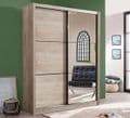 Navara Oak Effect Sliding Door Wardrobe: 166cm Wide, Mirrored, Spacious Storage Solution - UK Luxury Furniture
