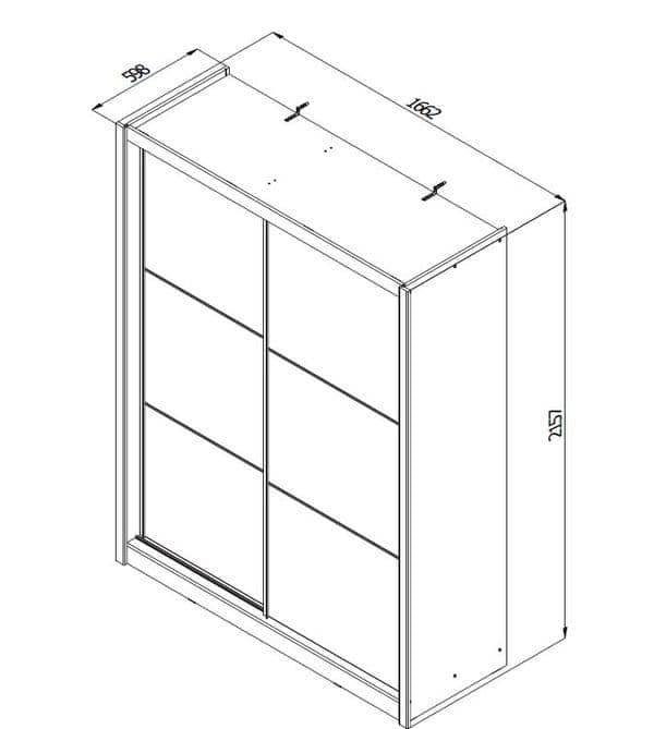 Navara Oak Effect Sliding Door Wardrobe: 166cm Wide, Mirrored, Spacious Storage Solution - UK Luxury Furniture