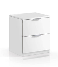 Elegant Nina Arctic White 2-Drawer Compact Bedside Cabinet for Modern Bedrooms - UK Luxury Furniture