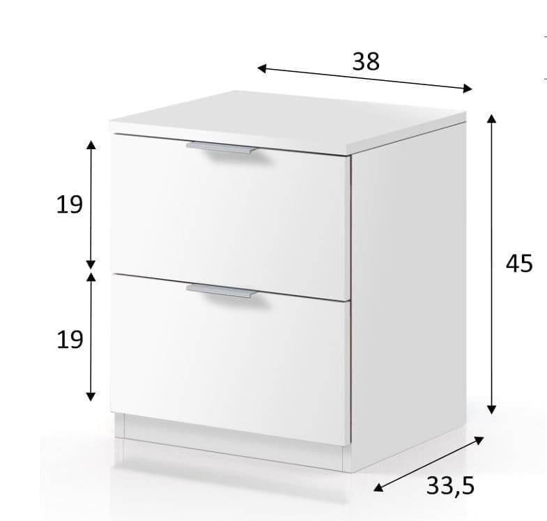 Elegant Nina Arctic White 2-Drawer Compact Bedside Cabinet for Modern Bedrooms - UK Luxury Furniture
