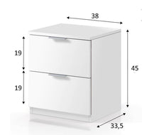 Elegant Nina Arctic White 2-Drawer Compact Bedside Cabinet for Modern Bedrooms - UK Luxury Furniture