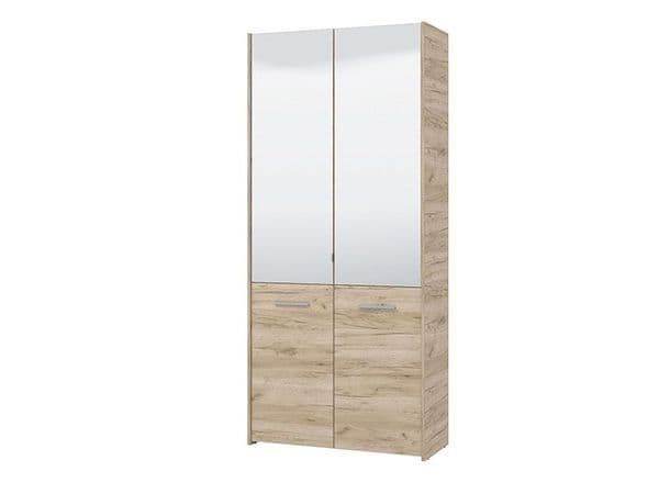 Osaka Oak Effect Mirrored Door 50 Pair Large Shoe Cabinet Cupboard - UK Luxury Furniture