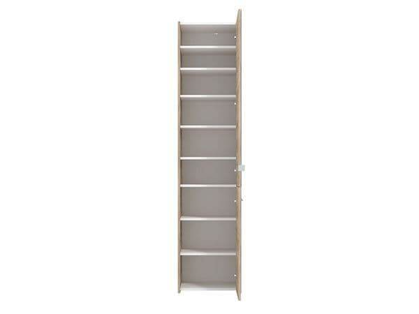 Elegant Osaka Oak Effect Tall Slim Shoe Storage Cabinet with Mirrored Door - UK Luxury Furniture