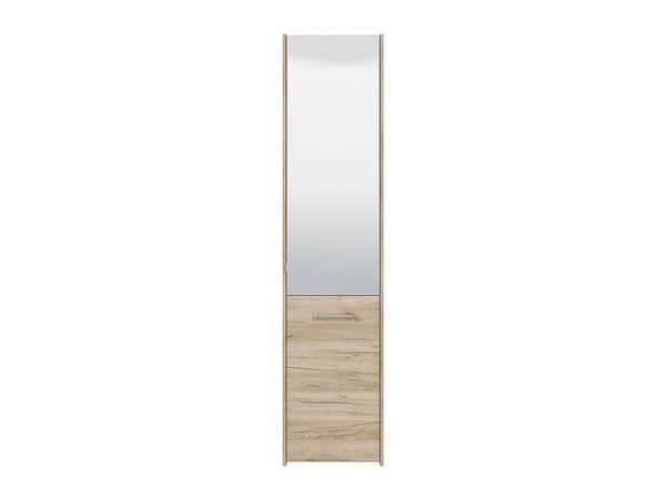 Elegant Osaka Oak Effect Tall Slim Shoe Storage Cabinet with Mirrored Door - UK Luxury Furniture