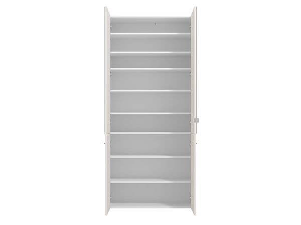 Osaka White Mirrored Large 50-Pair Shoe Cabinet Cupboard with 8 Shelves - UK Luxury Furniture