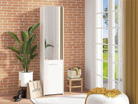 Premium Osaka White Mirrored Slim Shoe Cabinet Cupboard with 8 Internal Shelves - UK Luxury Furniture