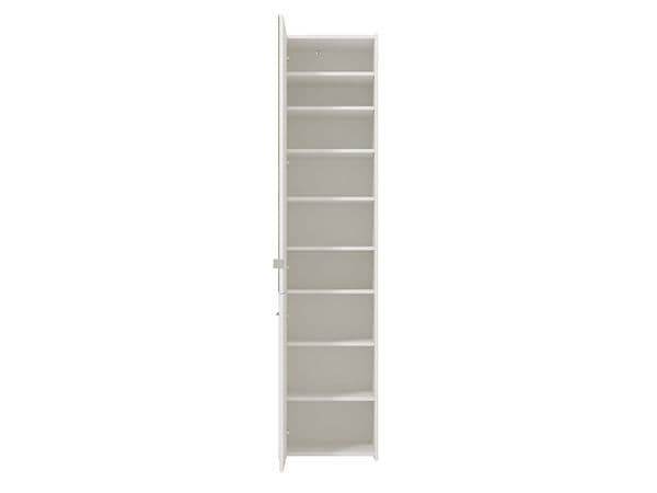 Premium Osaka White Mirrored Slim Shoe Cabinet Cupboard with 8 Internal Shelves - UK Luxury Furniture