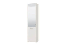 Premium Osaka White Mirrored Slim Shoe Cabinet Cupboard with 8 Internal Shelves - UK Luxury Furniture