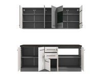 Pedro White Gloss and Grey Kitchen Units - Modern Integrated Culinary Storage Solution - UK Luxury Furniture