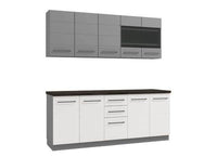 Pedro White Gloss and Grey Kitchen Units - Modern Integrated Culinary Storage Solution - UK Luxury Furniture